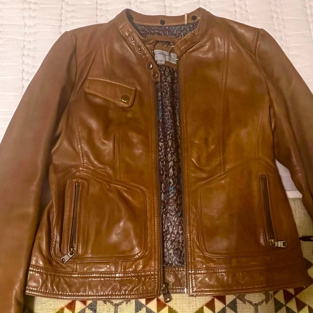 Marc NY - Andrew Marc M motorcycle camel/tan leather jacket Size Medium